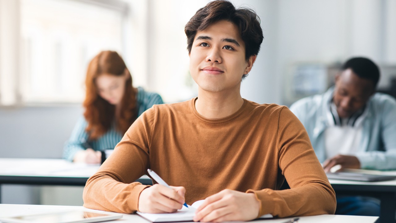Student in class